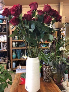 Dozen X-Long Stem Red  Roses in Large Vase